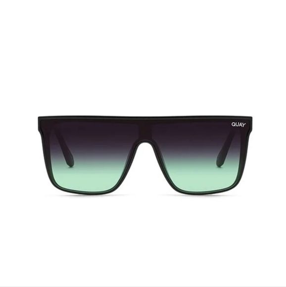 Quay Nightfall Black on Black green mint Fade Square Unisex Sunglasses brand new - Picture 1 of 3